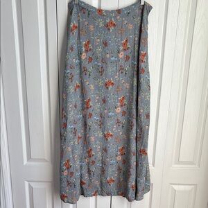 Natural Life Floral Cotton Blend Maxi Skirt With Side Slits. Size Large